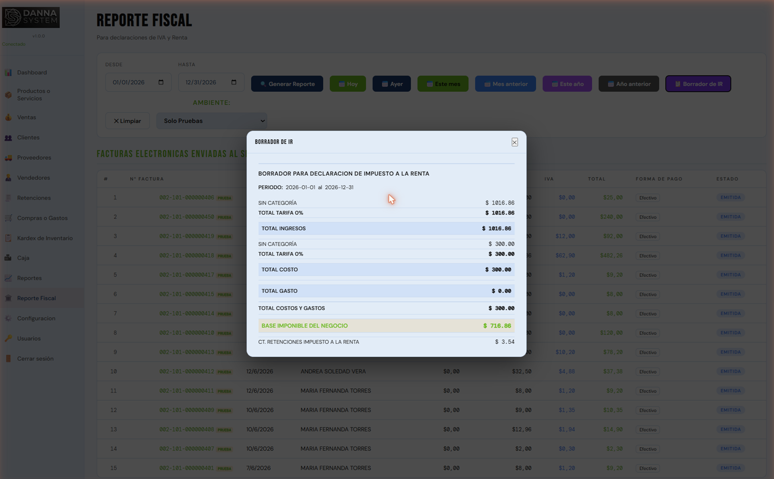 Reporte fiscal